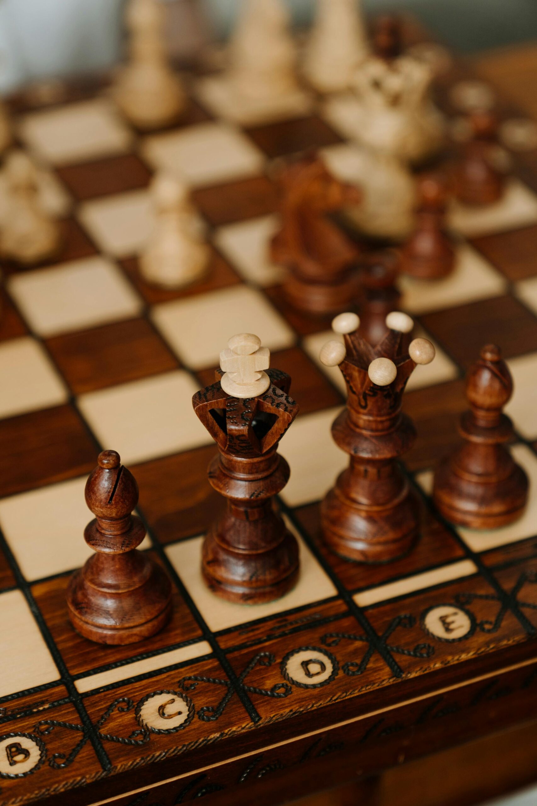 Chess Pieces on Chess Board